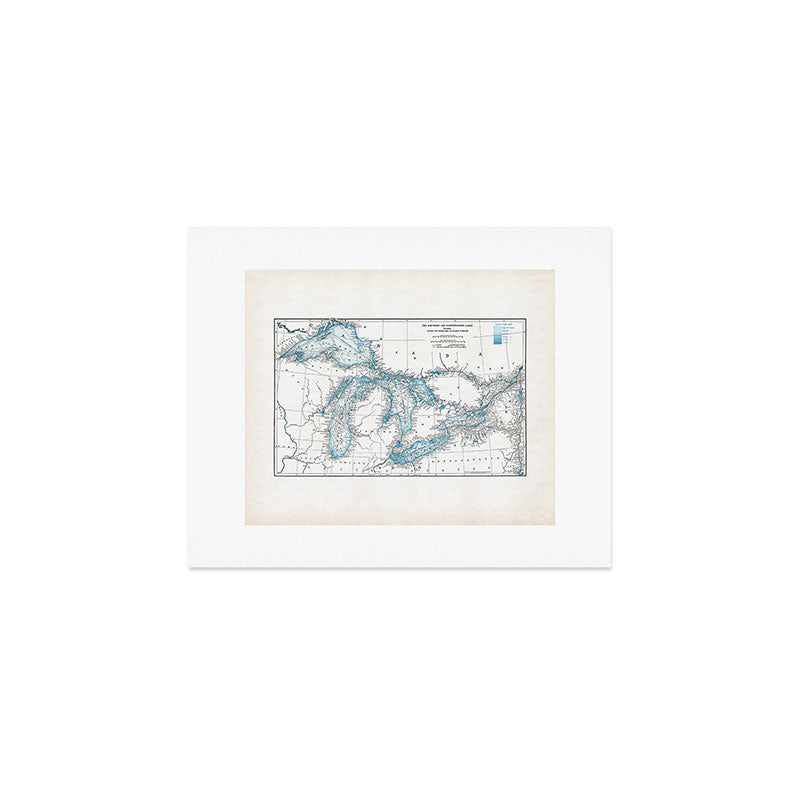 Vintage Great Lakes Map Art Print Gallery Image 1