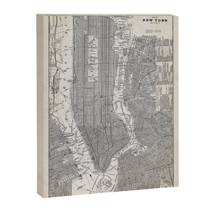 Vintage New York City Map Canvas Print Gallery Image 1