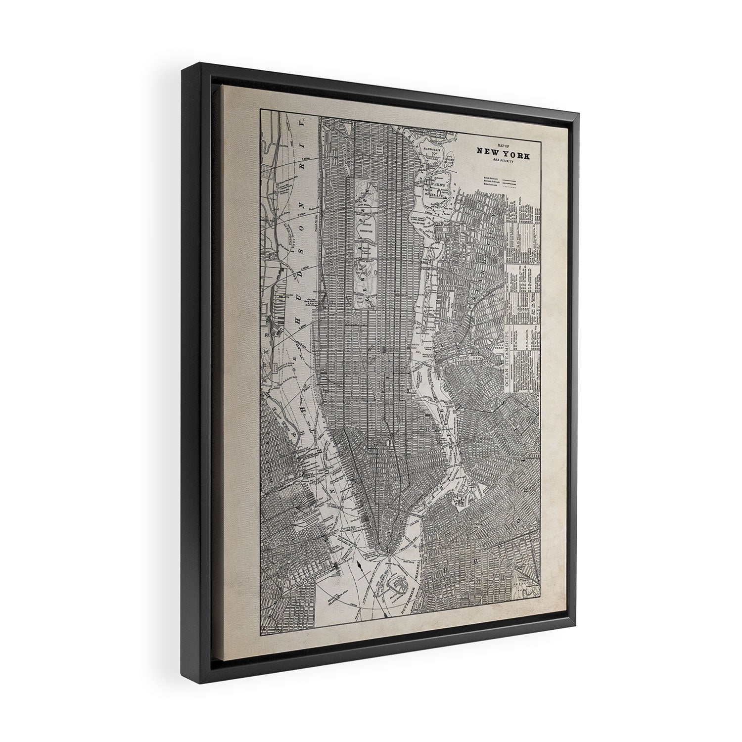 Vintage New York City Map Framed Canvas Print Gallery Image 2