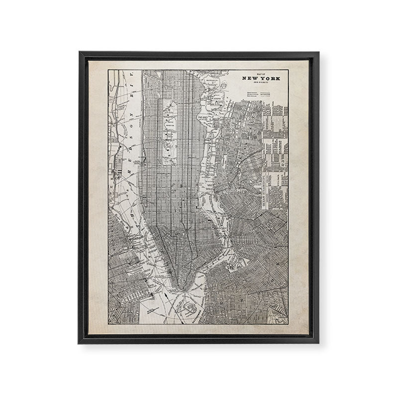Vintage New York City Map Framed Canvas Print Gallery Image 6