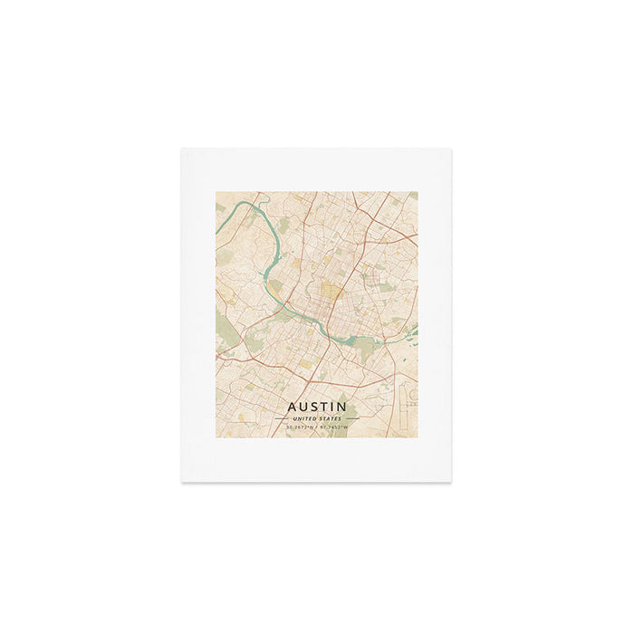 Austin, United States - Vintage Map Art Print Gallery Image 1