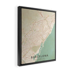 Barcelona, Spain - Vintage Map Framed Canvas Print Gallery Image 2