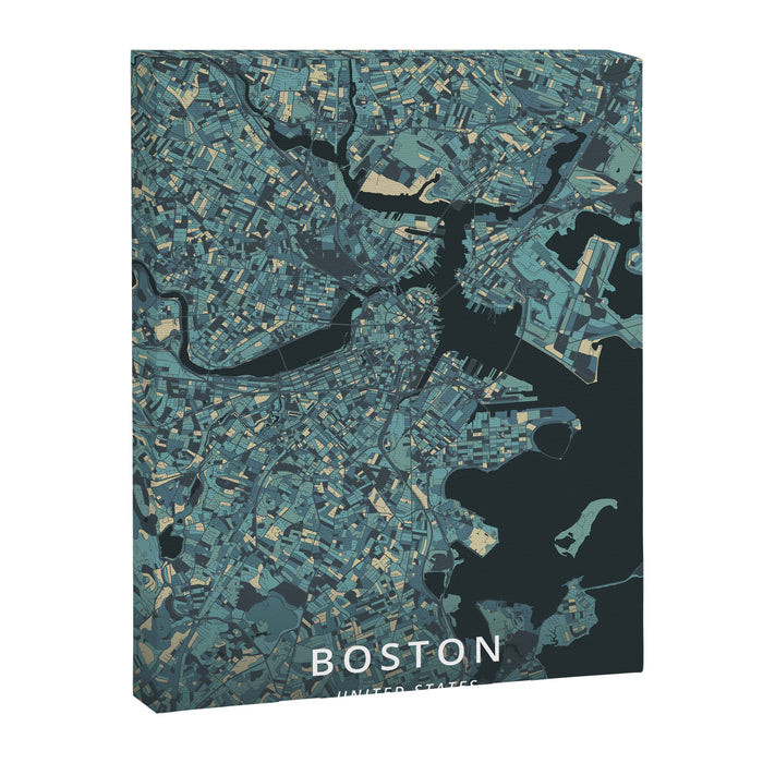 Boston, United States - Cream Blue Canvas Print Gallery Image 1