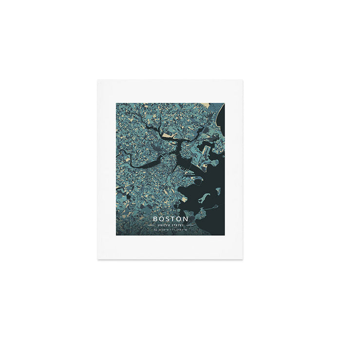 Boston, United States - Cream Blue Art Print Gallery Image 1
