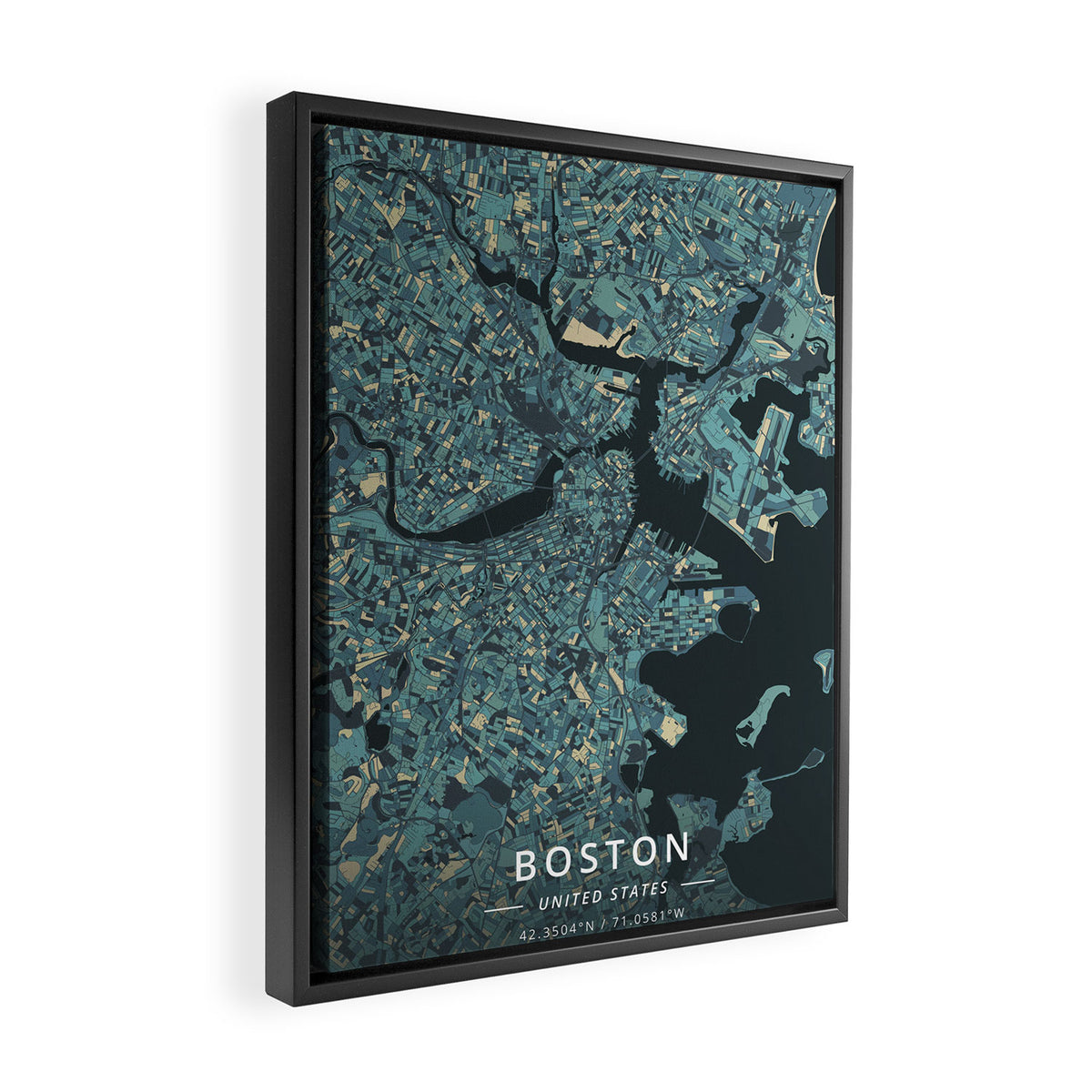 Boston, United States - Cream Blue Framed Canvas Print Gallery Image 2