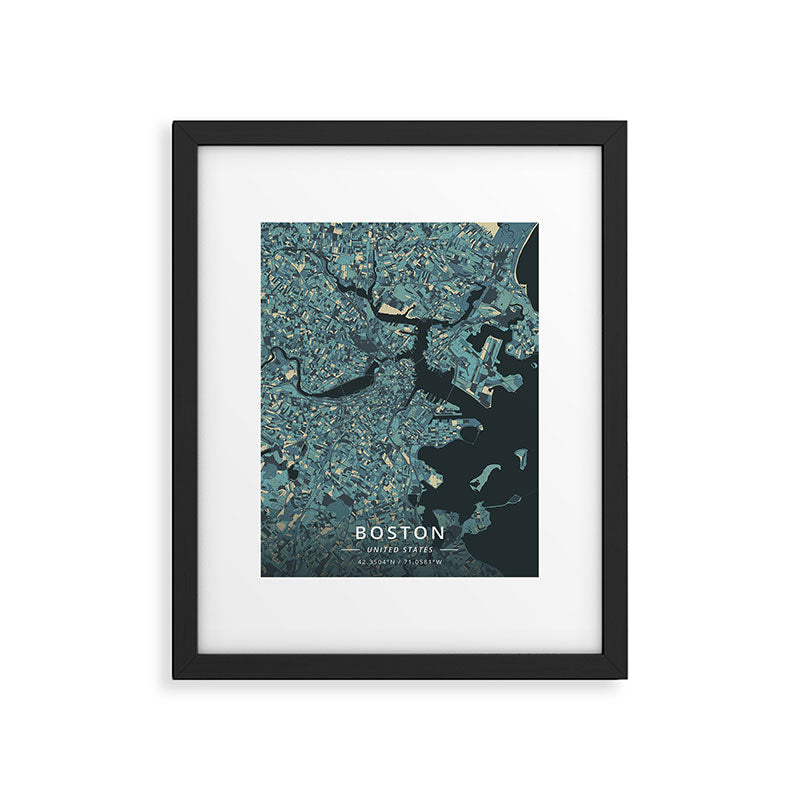 Boston, United States - Cream Blue Framed Art Print Gallery Image 6