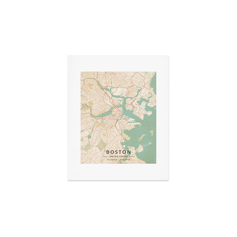 Boston, United States - Vintage Map Art Print Gallery Image 1
