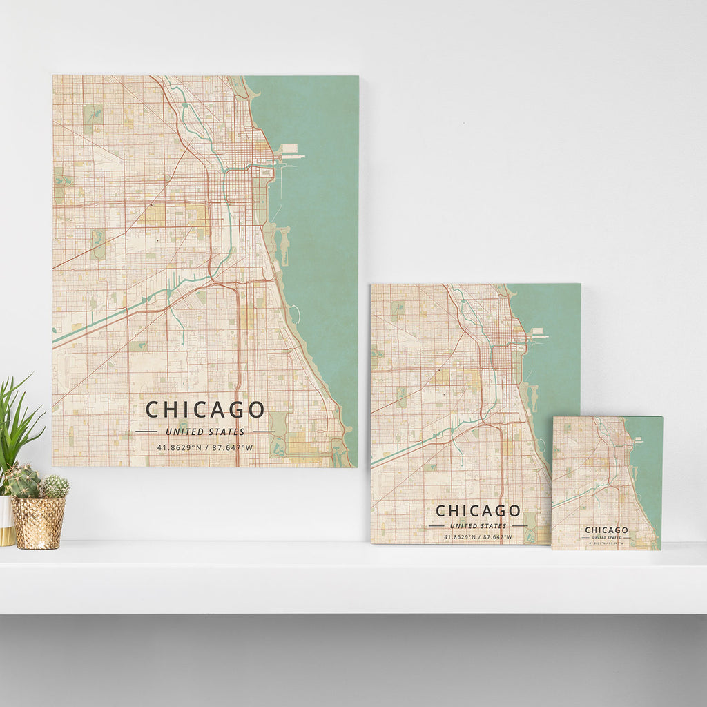 Chicago, United States - Vintage Map Canvas Print Gallery Image 3