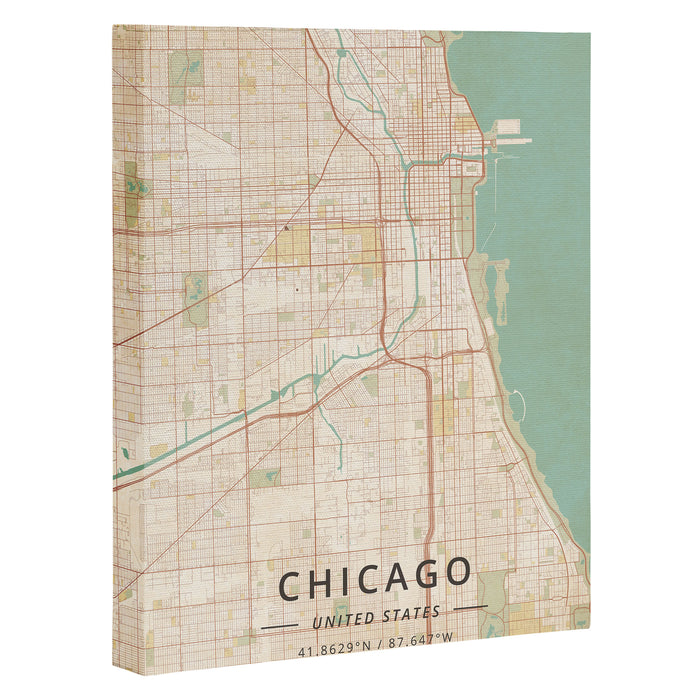 Chicago, United States - Vintage Map Canvas Print Gallery Image 1