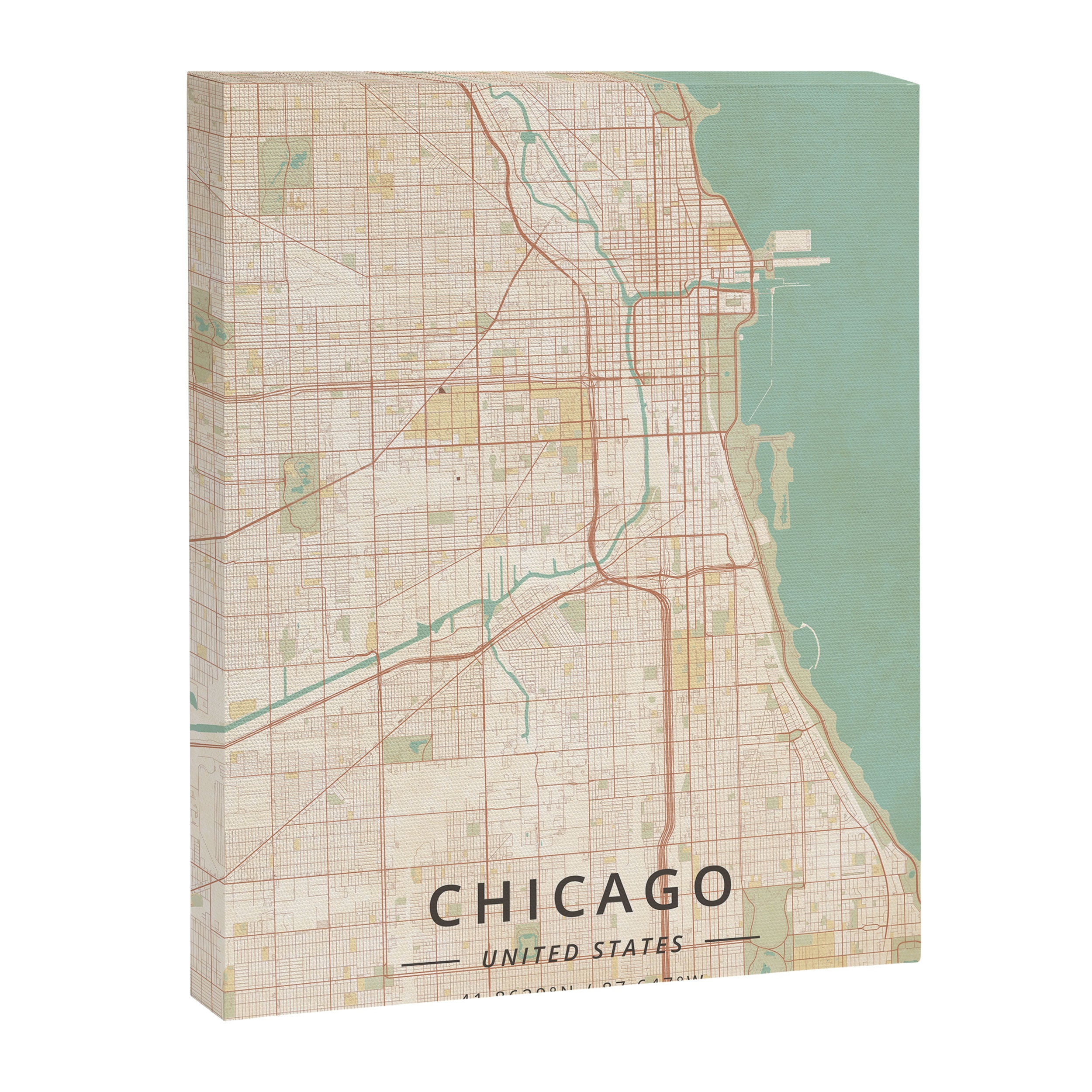Chicago, United States - Vintage Map Canvas Print Gallery Image 6