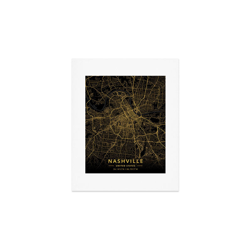 Nashville, United States - Gold Art Print Gallery Image 1