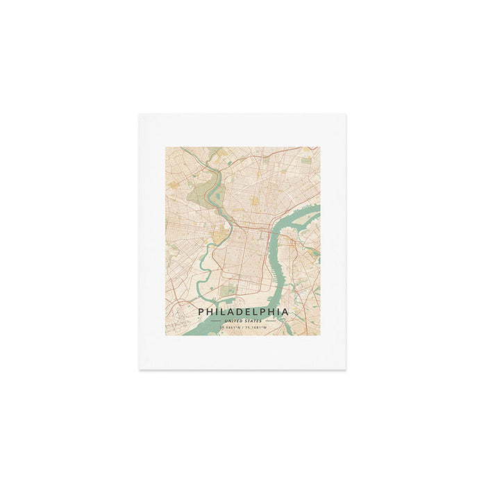 Philadelphia, United States - Vintage Map Art Print Gallery Image 1