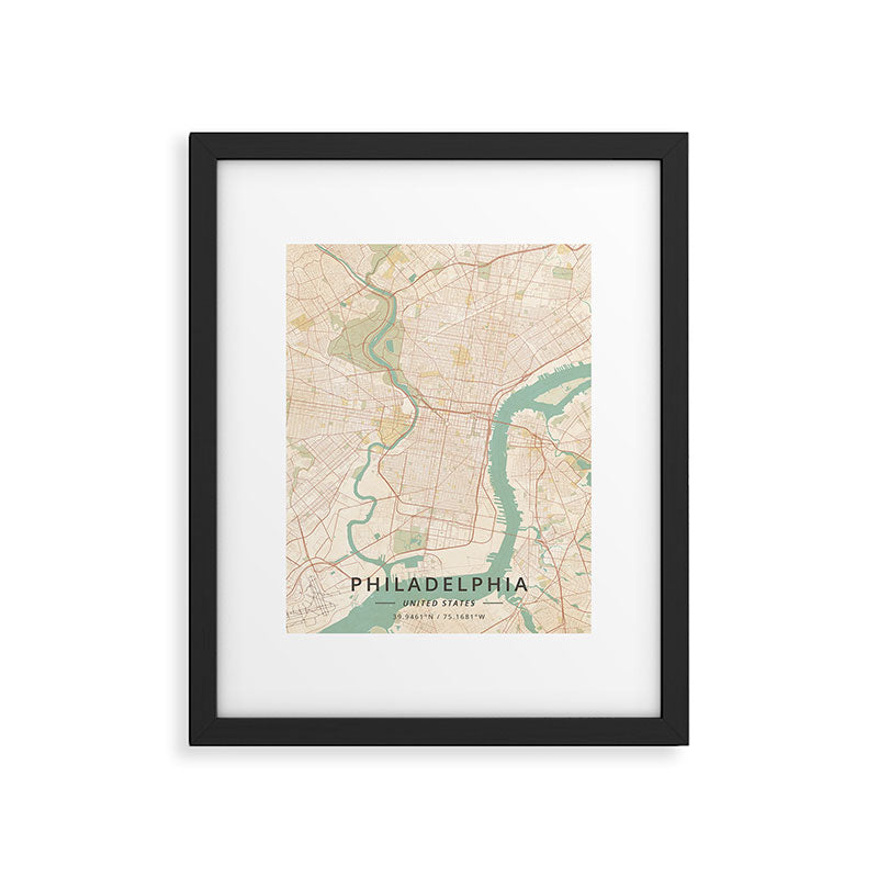 Philadelphia, United States - Vintage Map Framed Art Print Gallery Image 5