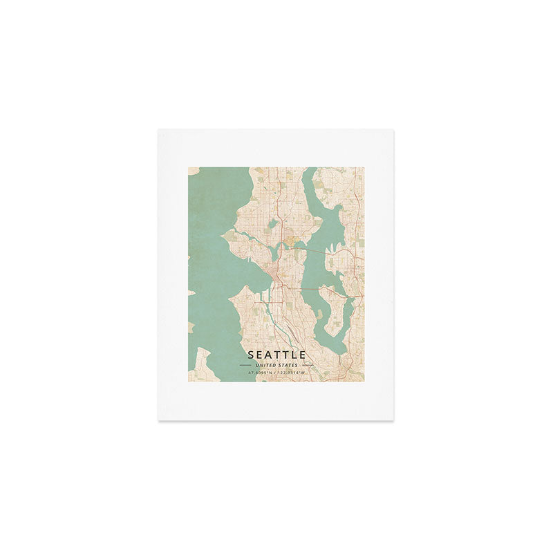 Seattle, United States - Vintage Map Art Print Gallery Image 1