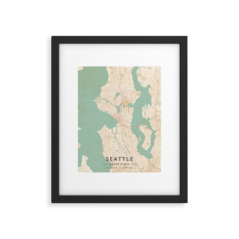 Seattle, United States - Vintage Map Framed Art Print Gallery Image 5