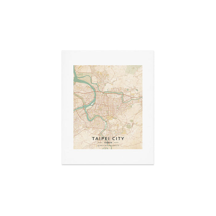 Taipei City, Taiwan - Vintage Map Art Print Gallery Image 1