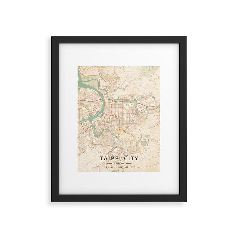 Taipei City, Taiwan - Vintage Map Framed Art Print Gallery Image 5