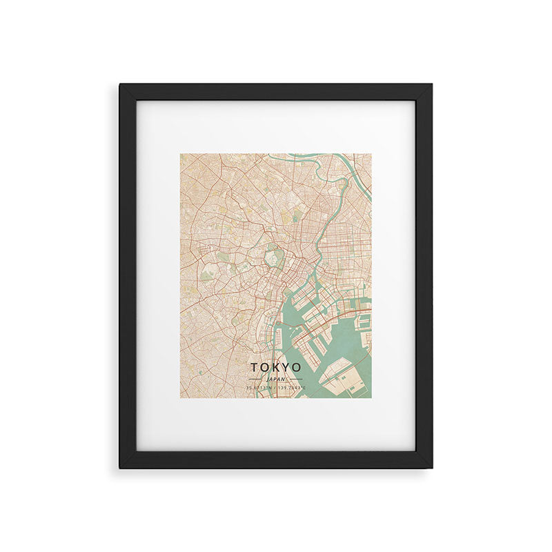 Tokyo, Japan - Vintage Map Framed Art Print Gallery Image 5
