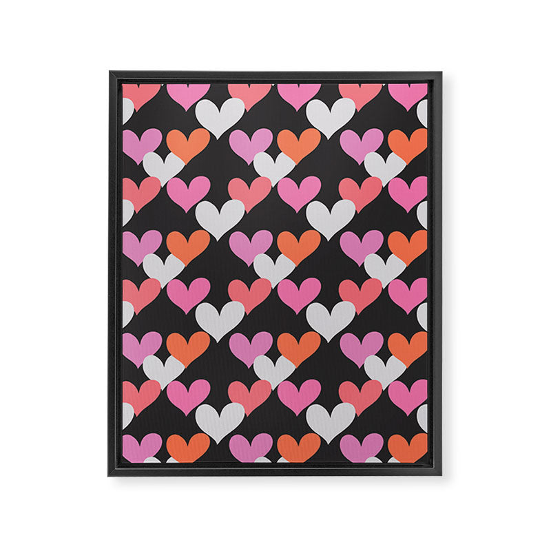 Playin' Hearts Pattern Framed Canvas Print