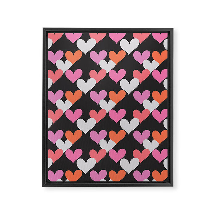 Playin' Hearts Pattern Framed Canvas Print Gallery Image 1