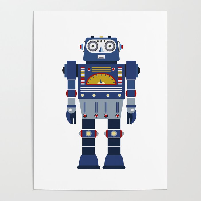 Blue Robot Retro Toy Poster Gallery Image 4