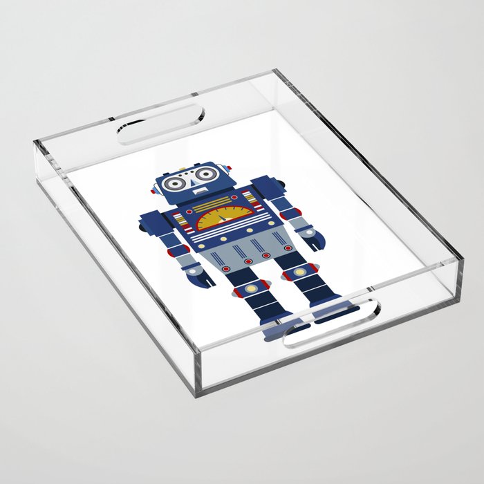 Blue Robot Retro Toy Acrylic Tray Gallery Image 1