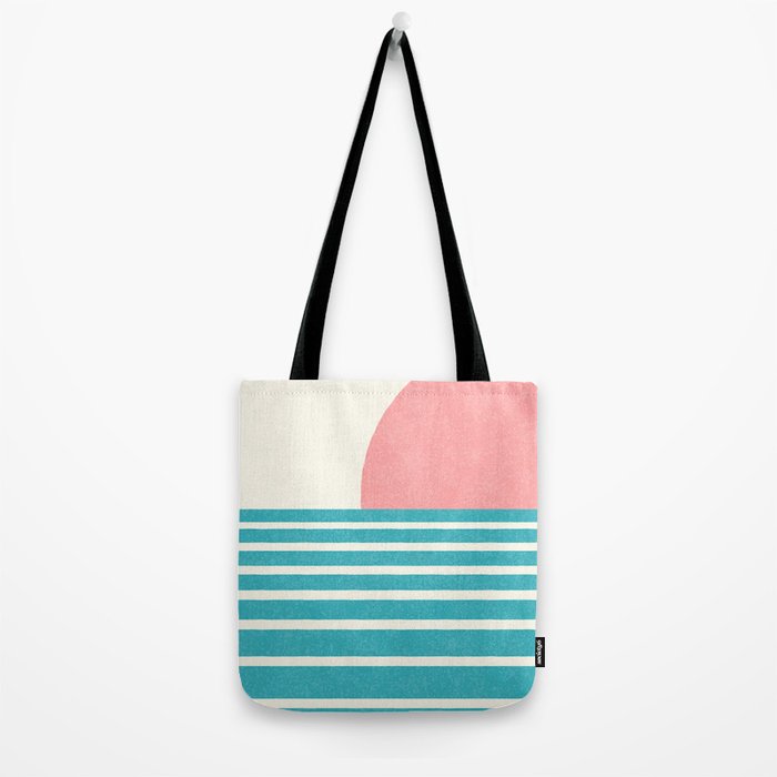 Beach Horizon Lines pink green Tote Bag Gallery Image 2