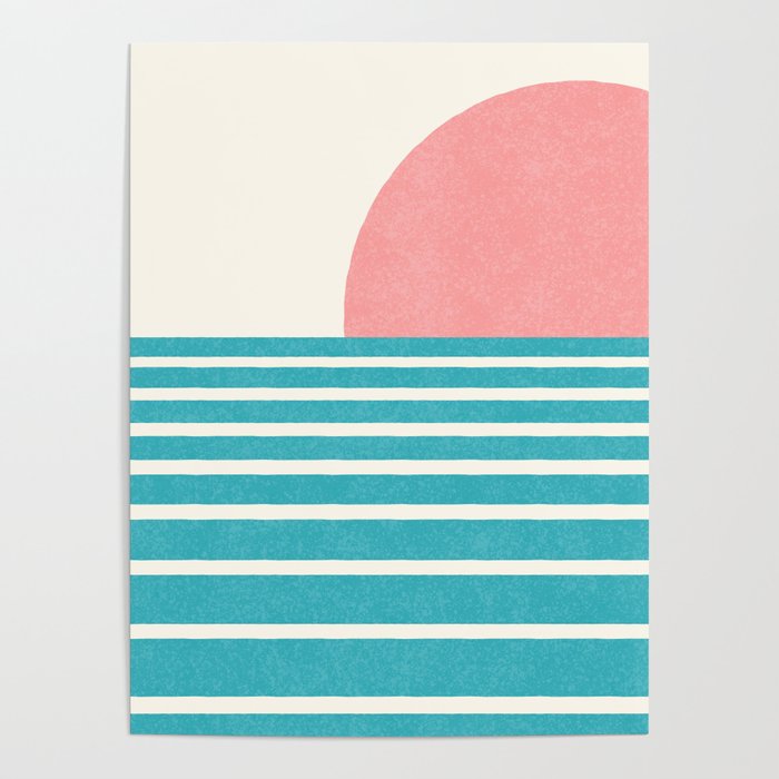 Beach Horizon Lines pink green Poster Gallery Image 4