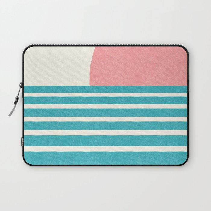 Beach Horizon Lines pink green Laptop Sleeve Gallery Image 1