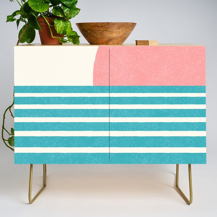Beach Horizon Lines pink green Credenza Gallery Image 1