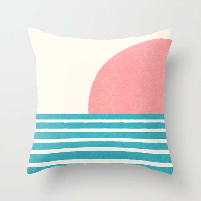 Beach Horizon Lines pink green Throw Pillow Gallery Image 6