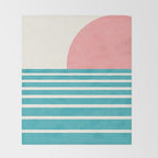 Beach Horizon Lines pink green Throw Blanket Gallery Image 2