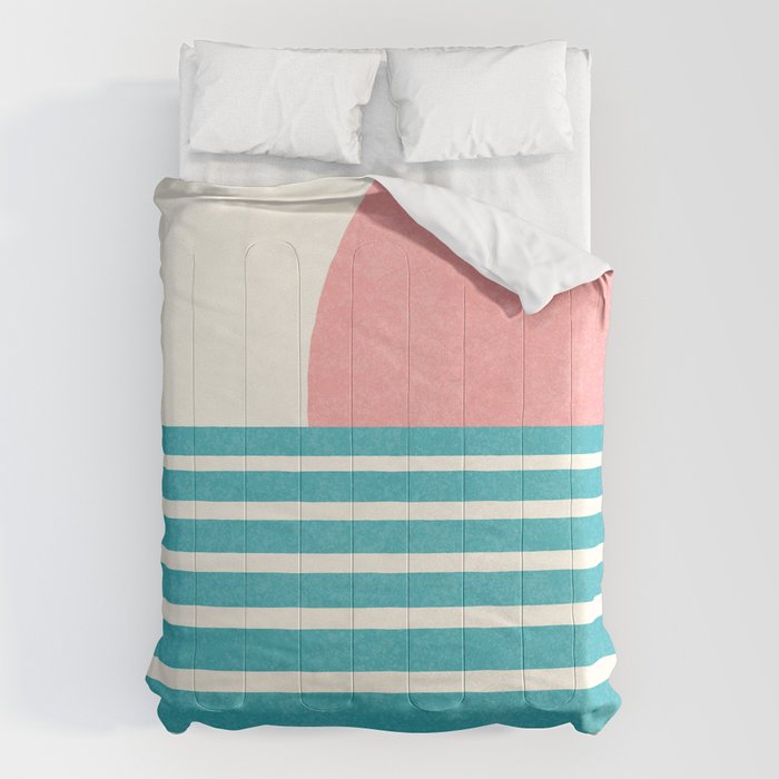 Beach Horizon Lines pink green Comforter Gallery Image 6