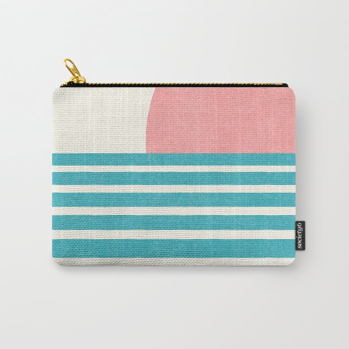 Beach Horizon Lines pink green Carry All Pouch Gallery Image 1