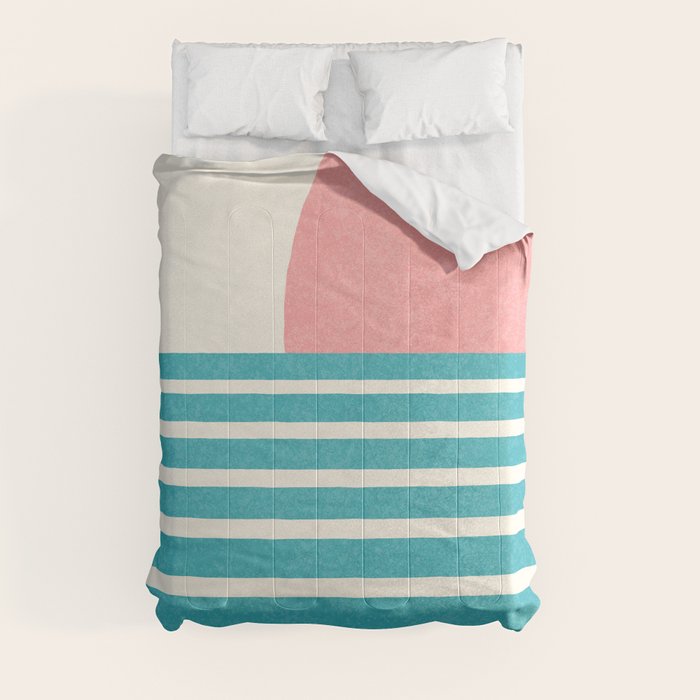 Beach Horizon Lines pink green Comforter Gallery Image 8