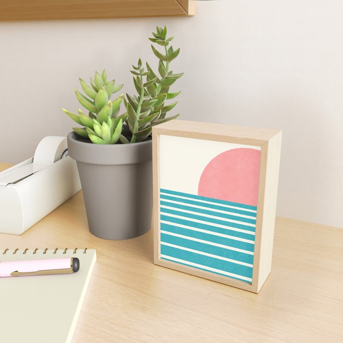 Beach Horizon Lines pink green Mini Art Print Gallery Image 2