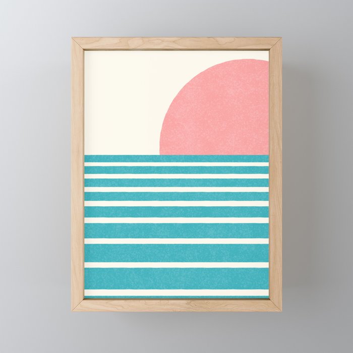 Beach Horizon Lines pink green Mini Art Print Gallery Image 1