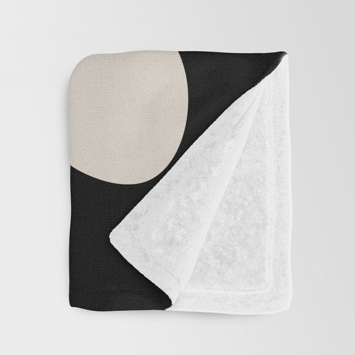 Mid Century Modern Organic Shapes 352 Black and Linen White Throw Blanket Gallery Image 3
