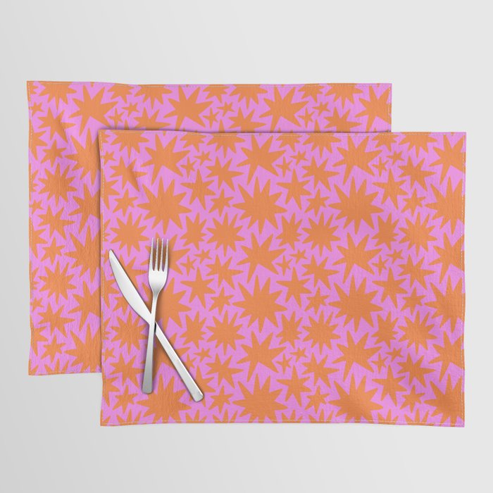 Abstract retro pink star shape pattern Placemat Gallery Image 1