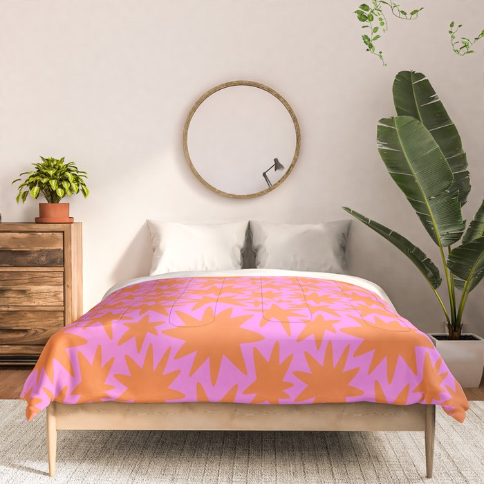 Abstract retro pink star shape pattern Comforter Gallery Image 3