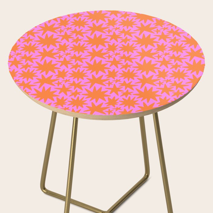 Abstract retro pink star shape pattern Side Table Gallery Image 2