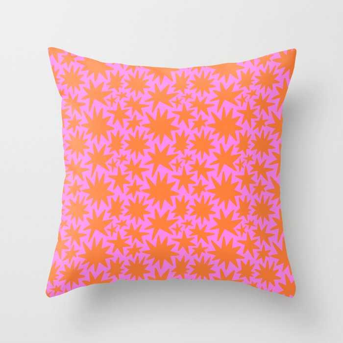 Abstract retro pink star shape pattern Throw Pillow Gallery Image 6