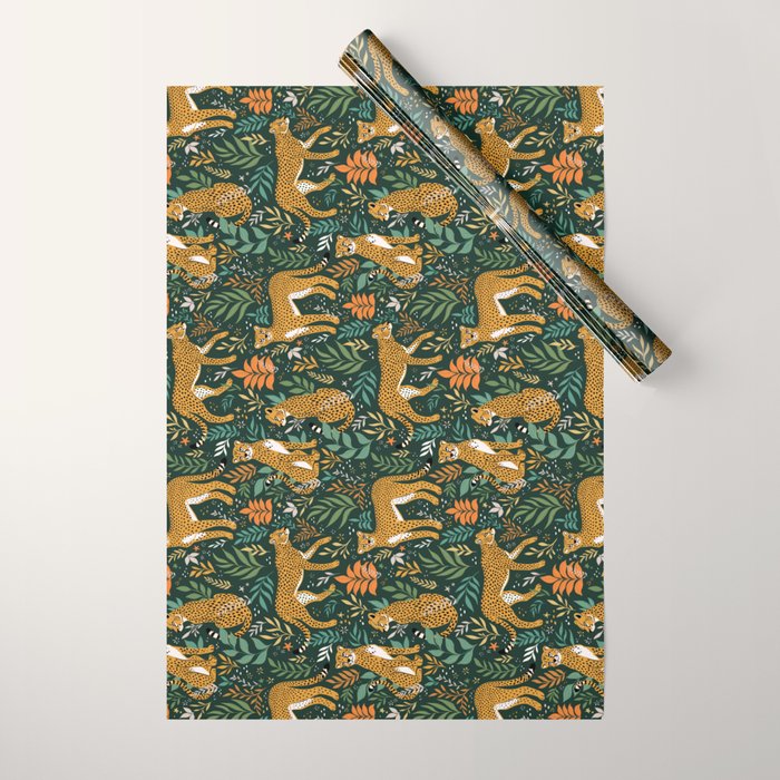 Spring Cheetah Pattern II - Lush Green Wrapping Paper Gallery Image 1