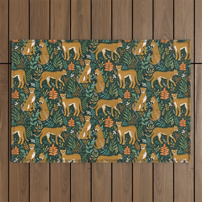 Spring Cheetah Pattern II - Lush Green Outdoor Rug Gallery Image 1