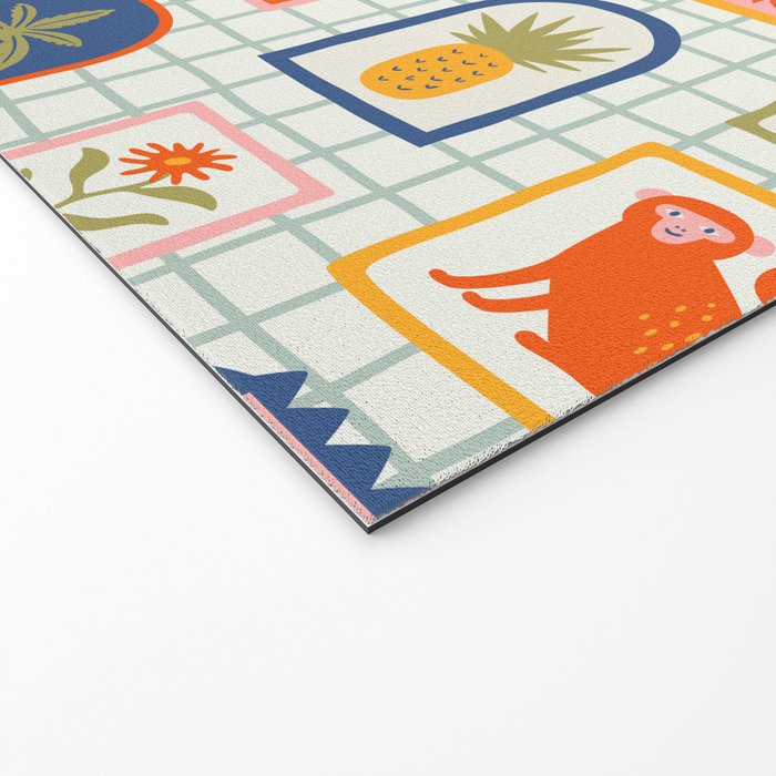 Vintage tropical summer patchwork art pattern Welcome Mat Gallery Image 2
