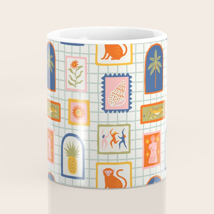 Vintage tropical summer patchwork art pattern Coffee Mug Gallery Image 4