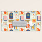 Vintage tropical summer patchwork art pattern Desk Mat Gallery Image 1