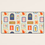 Vintage tropical summer patchwork art pattern Desk Mat Gallery Image 3