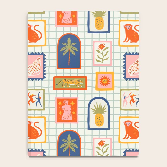 Vintage tropical summer patchwork art pattern Notebook Gallery Image 4