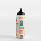 Vintage tropical summer patchwork art pattern Water Bottle Gallery Image 3